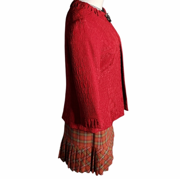 Tahari by Arthur Levine Jacquard Jacket One Button Trendy Color Holidays Events - Picture 11 of 13